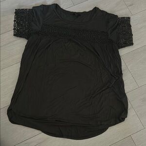 Deep Olive Green Lace Sleeve Women's Top